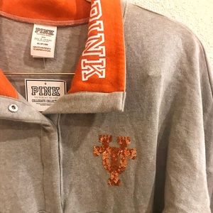 VS PINK UT Longhorn Button Collar Sweatshirt, NWT